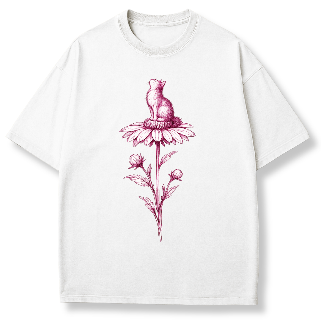 Pink Flower Sketch T-shirt