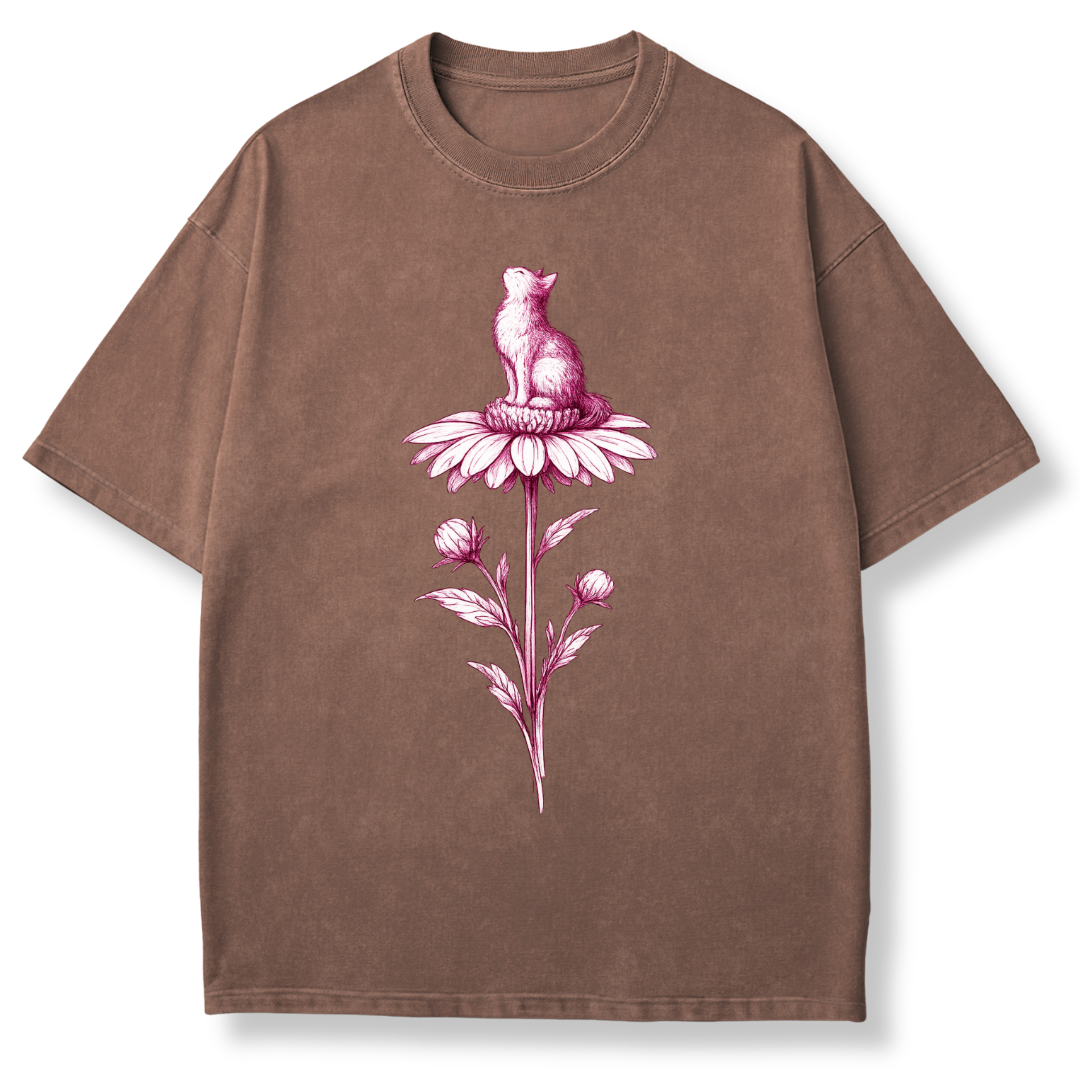 Pink Flower Sketch T-shirt