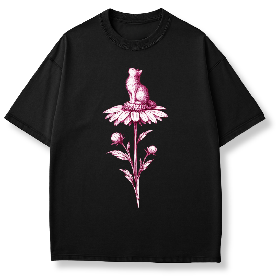 Pink Flower Sketch T-shirt