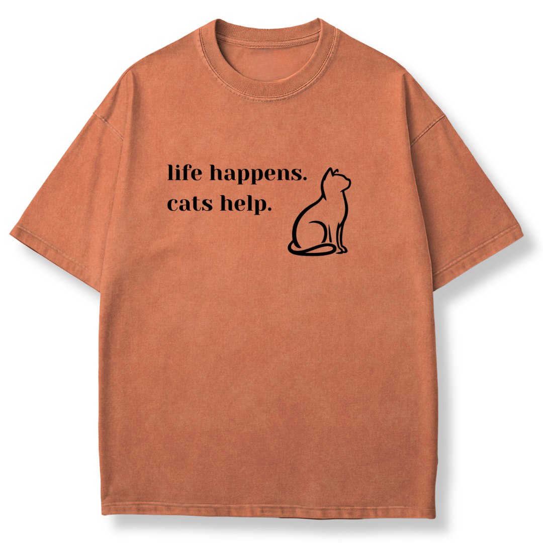 Life Happens Cats Help T-shirt