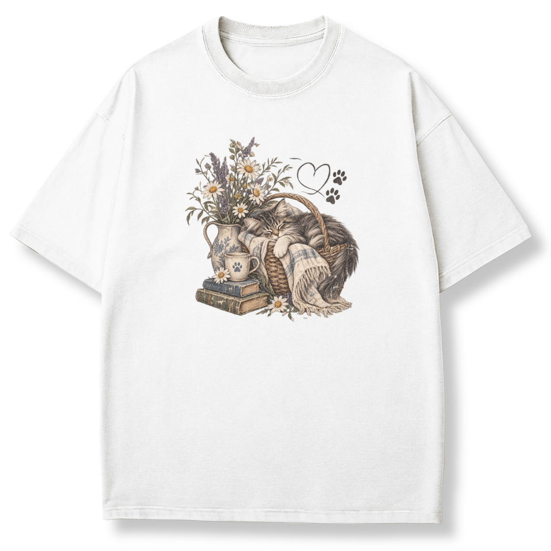 Cozy Cat Basket T-shirt