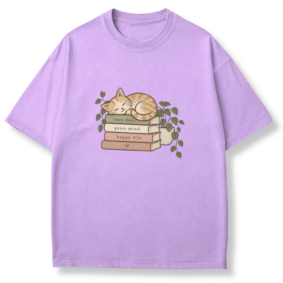 Cat on Books T-shirt